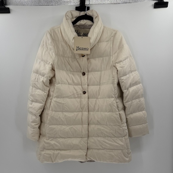 Herno Women's Piumino Donna Medio/Half Coat - Cream - 44or US 8 - NWT
